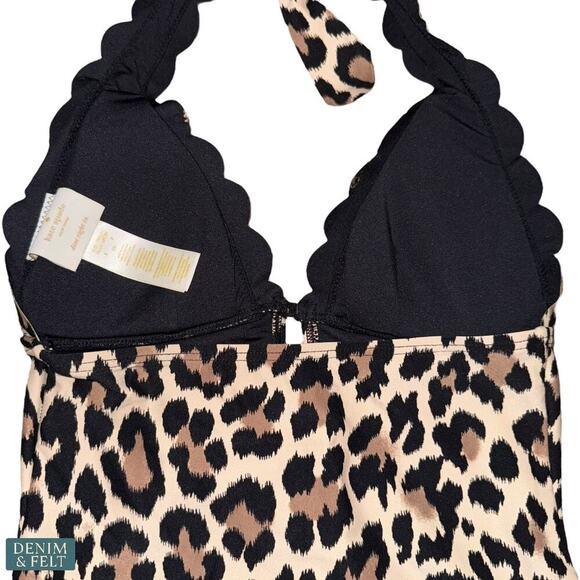 Kate Spade Leopard Print Scallop Halter One-Piece Swimsuit Size Small - Picture 14 of 16